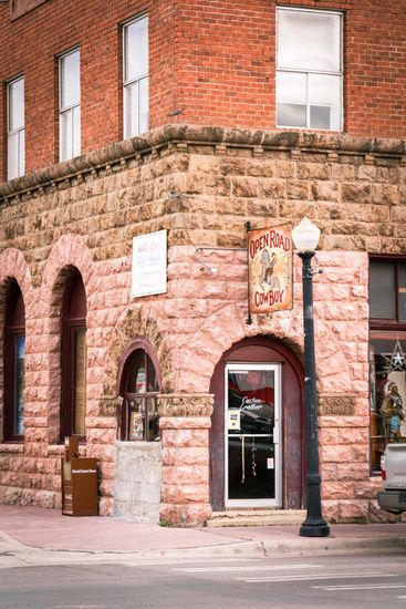 Colorful Southwest style small business storefront on Route 66